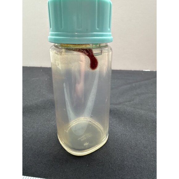 Vintage Clear Baby Doll Play Bottle With Teal Cap & Hard Plastic Nipple - Picture 3 of 6